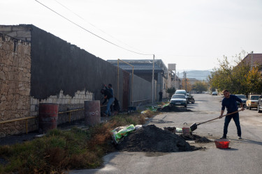 Şəmkir şəhərində abadlıq işləri davam etdirilir